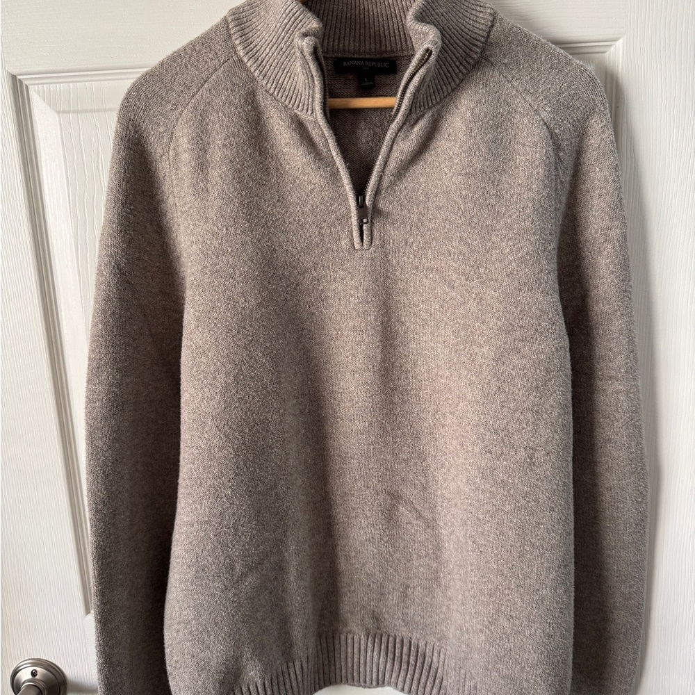 Banana Republic Men's Taupe Zip-Up Sweater